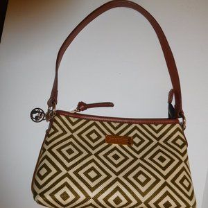 Spartina 449 Olive Green Daufuskie Island Leather/Linen Shoulder Bag